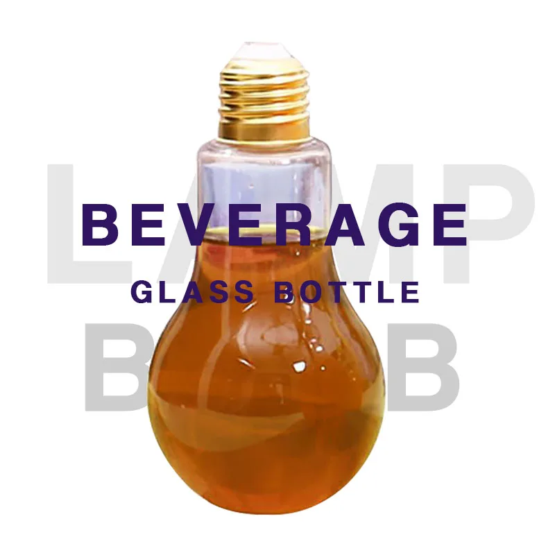 wholesale empty Light Bulb bottle Glass Beverage Tea Water Drink Bottle For Home Coffee Decor Gift