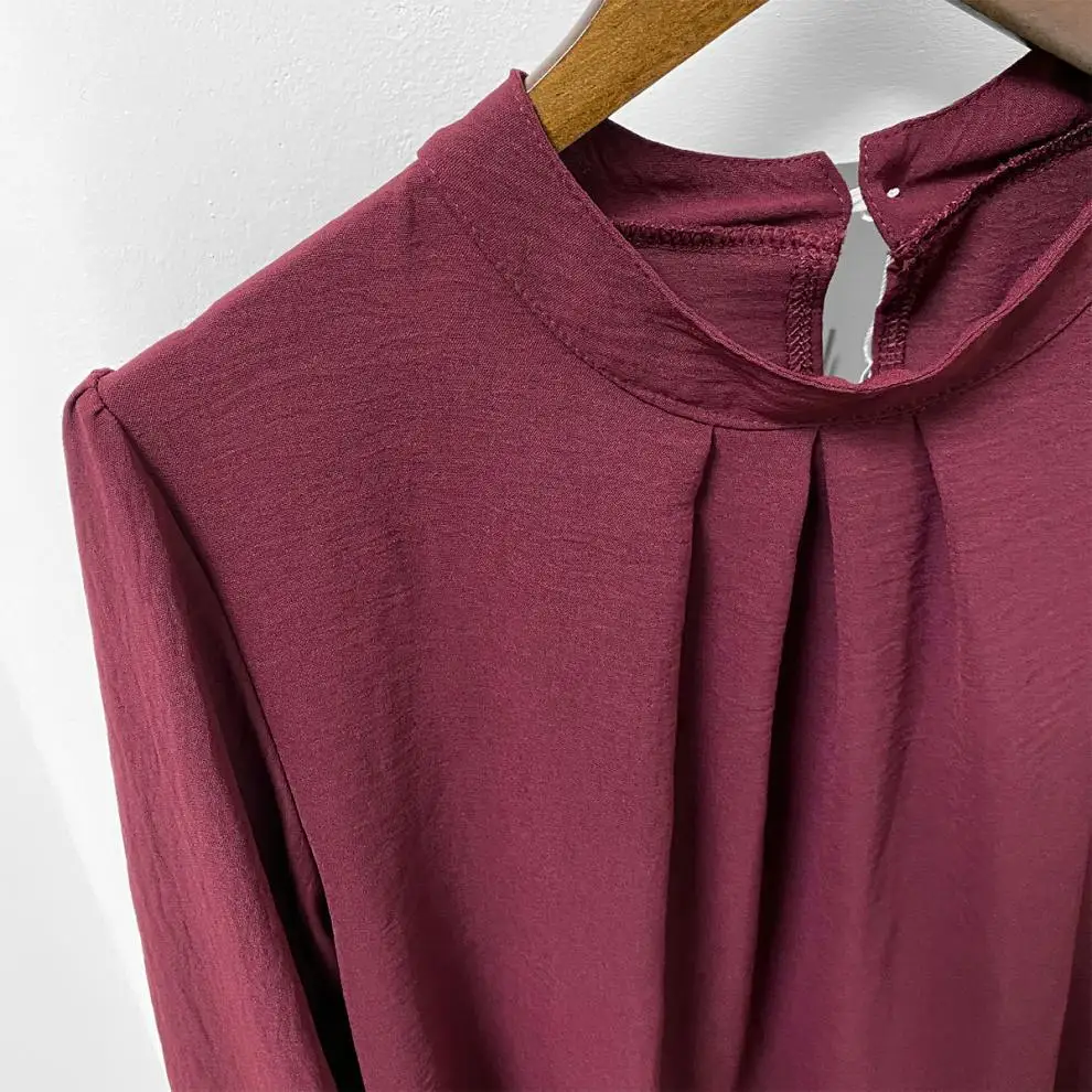 Latest Wholesale Malaysia Dubai Abaya Muslim Women Tops Long Sleeve Casual Crew Neck Modest Jazz Crepe Muslim Blouses Shirts