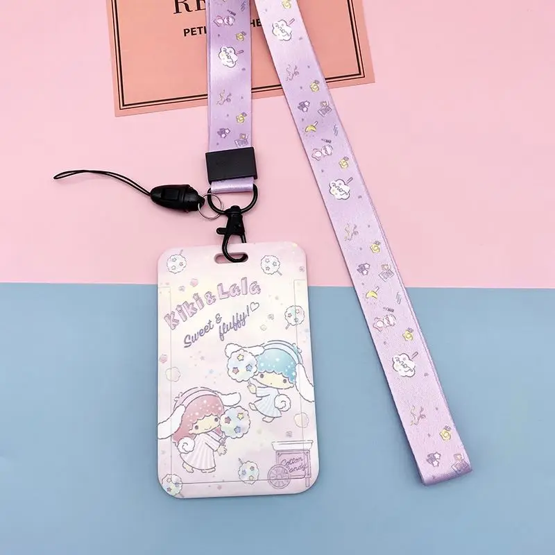 Twin Star Melody Cat Purin Dog Cartoon Lovely Student Name Tag Cards Drop-Proof PVC Shell Full-Cover Portable Lanyards Wholesale