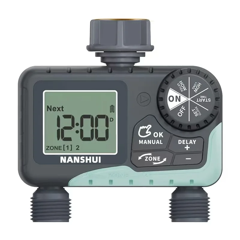 Intelligent Automatic Double-Valve Irrigation Timer Home Outdoor Garden Yard Lawn Watering Controller Device for Farms Gardens