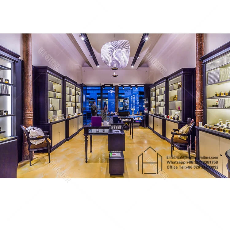 Modern Commercial Cosmetic Showcase Display Wooden Display Cabinet Makeup Shop Interior Design