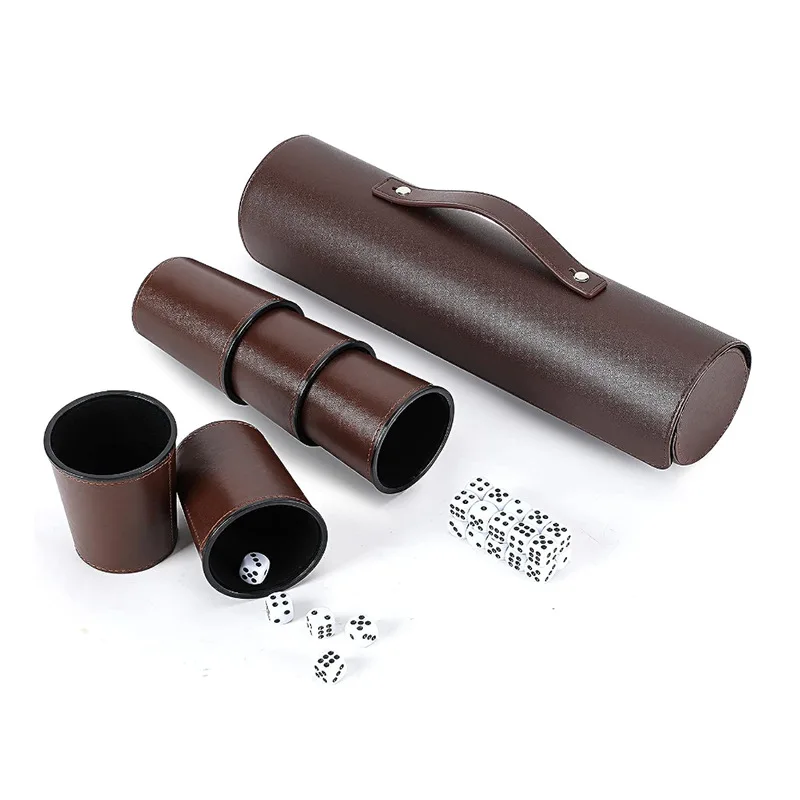 2023 hot sale dice cups portable dice box elegant leather dice cup set with magnetic buckles opens and closes