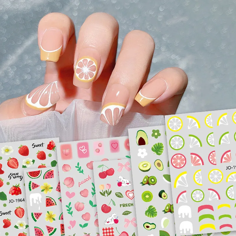 Rubioaroma High Quality 3d Cartoon Fruit Pattern Waterproof Luxury Decorations Nail Stickers
