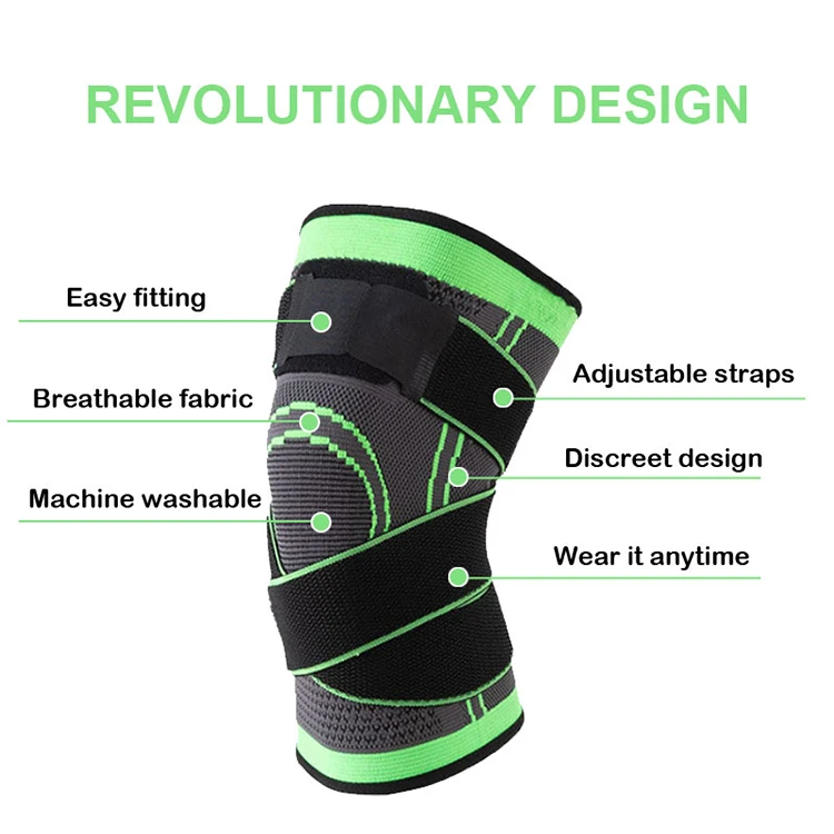 Custom adjustable strap knitted knee support compression weightlifting powerlifting knee sleeve