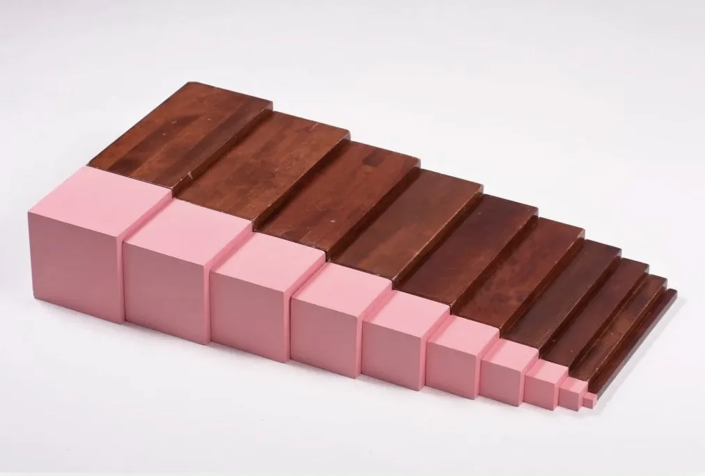 Montessori Pink Tower Sensorial Activity Wooden Montessori Materials Preschool Educational Learning Toys For School