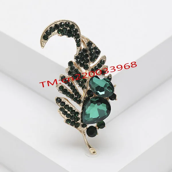Fashion Women Men Clothing Accessories Jewelry Glass Brooch Lapel Pin Vintage Crystal Rhinestone Leaves Brooch Pin