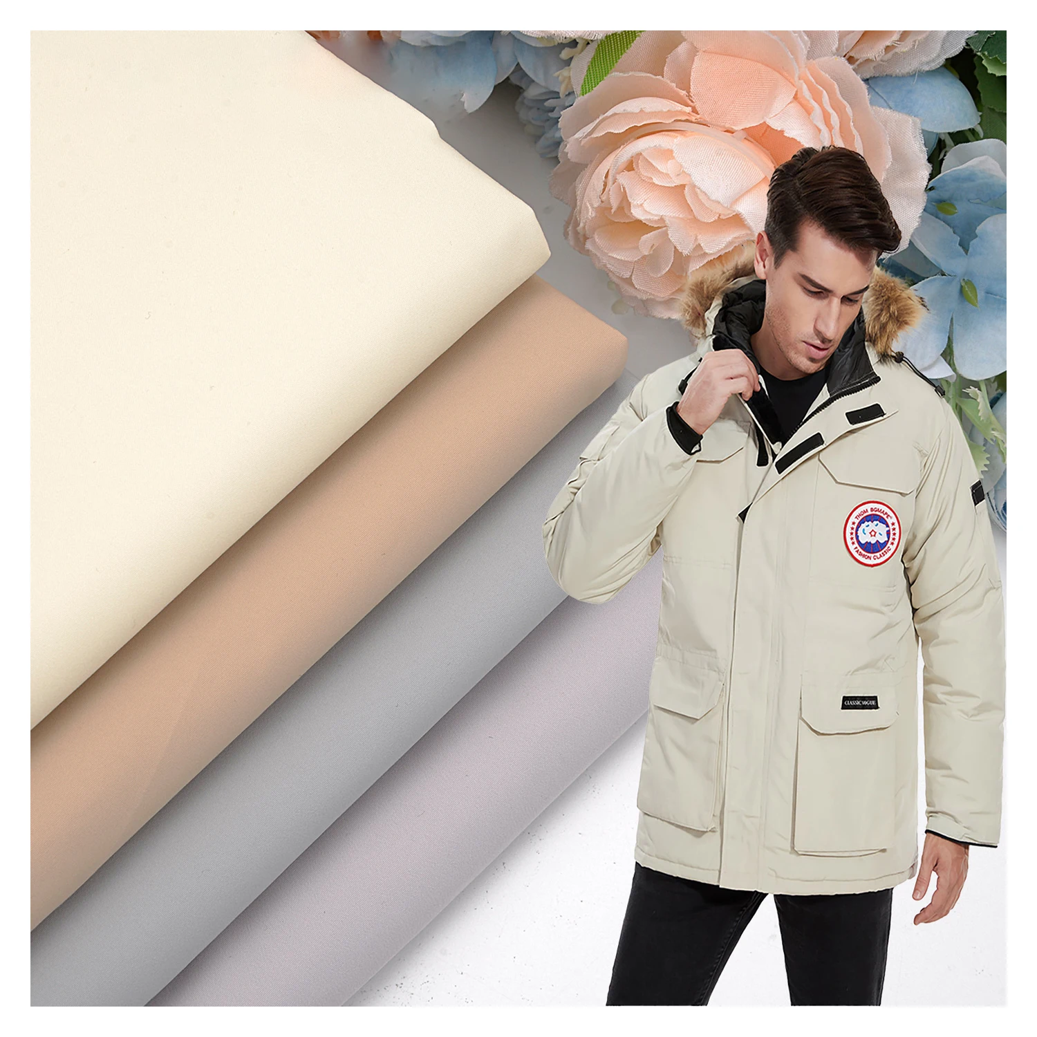 Factory Custom wholesale high quality polyester winter man down jacket fabric for varsity jacke