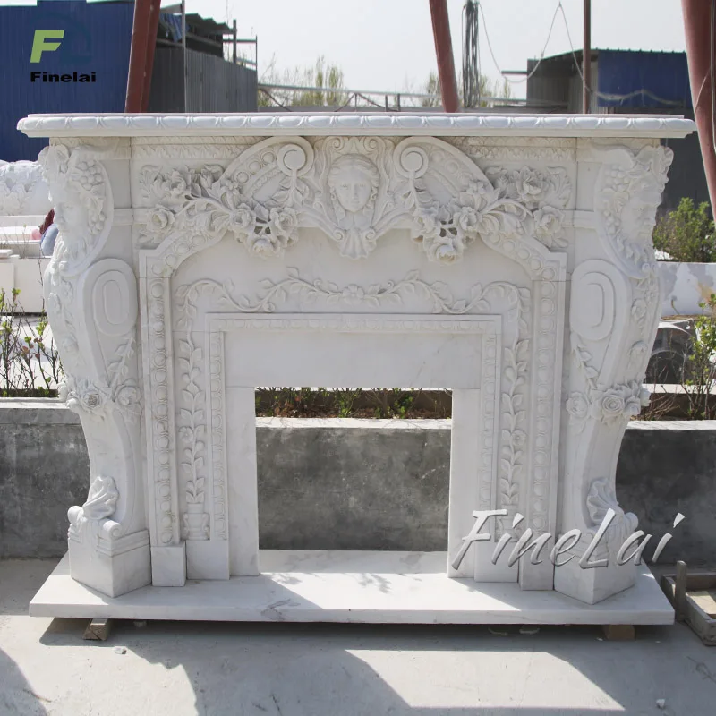 Finelai classical design Georgian gothic cultured marble fireplace mantel