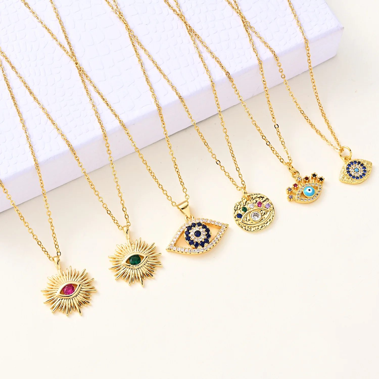 2023 New Design Turkey Blue Eye Necklace 18K Gold Stainless Steel Various Styles Inlaid Zircon Necklace Gift Wholesale