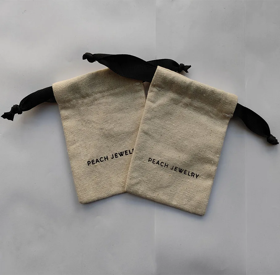 Eco Friendly Custom Logo Silk Screen Print Organic Cotton Muslin Shopping Canvas Drawstring Pouch Dust Bags For Handbag Shoe
