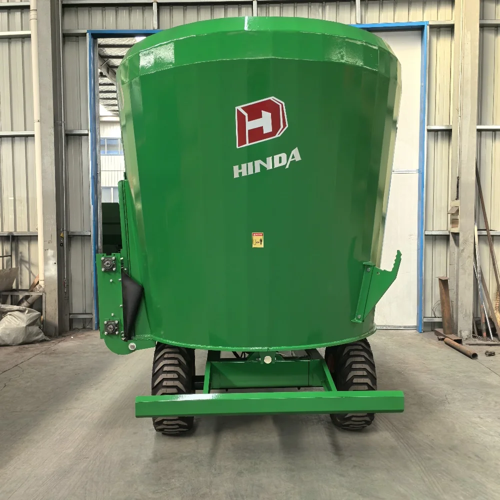 HINDA 10m³ Traction Type Single Auger Vertical TMR Mixers New Condition Animal Feed Mixer for Farm Sale with pto