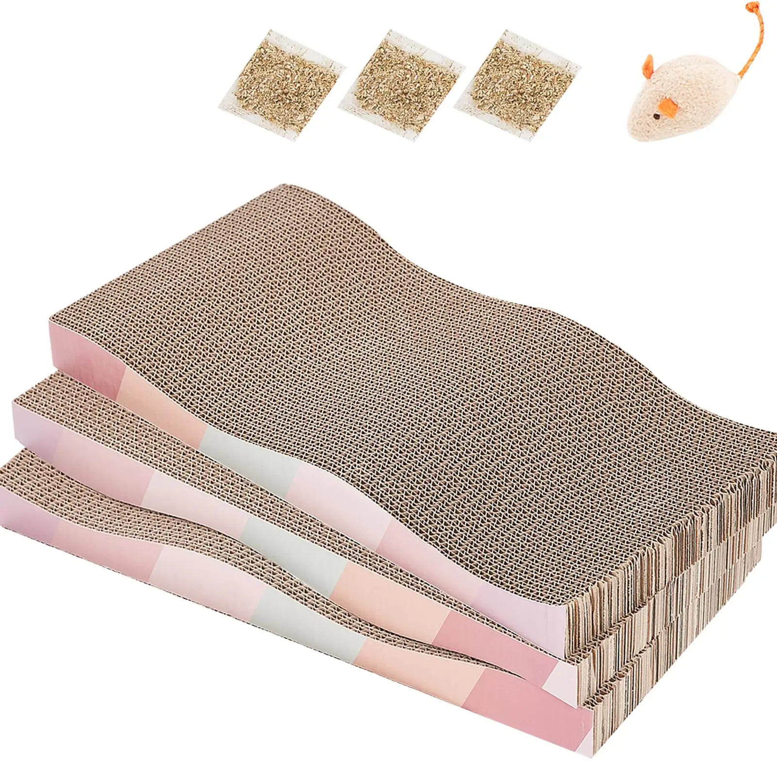 MEOW LOVE Factory Direct Custom More Convenient Cat Scratching Pink Wavy Basic Cat Scratching Board