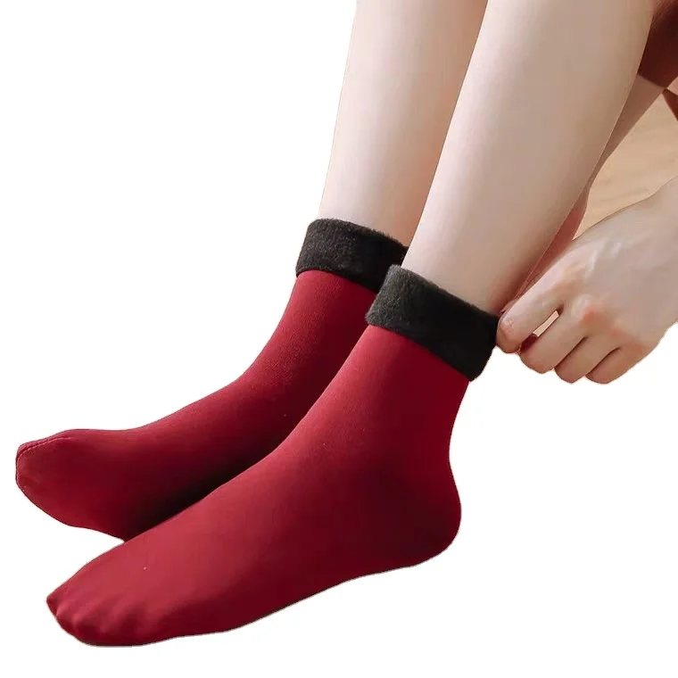 Winter Warmer Thicken Thermal Wool Cashmere Snow Socks Seamless Velvet Boots Floor Sleeping Sock