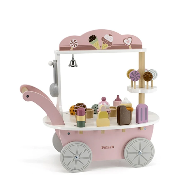 VIGA ins style wood ice cream trolley toy Dessert Candy Cart for Baby role-playing game toys
