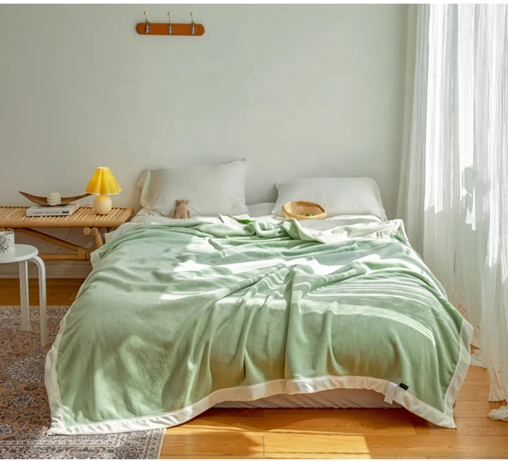 Wholesale Custom Double Layered Hemp organic blanket 400 gsm hemp fleece blanket