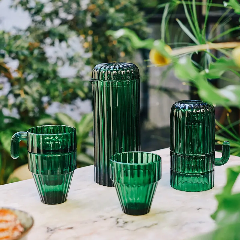 Bottle Water Set Custom Cup Fancy cactus shape Luxury Printing Black Bottles Drinking Glass