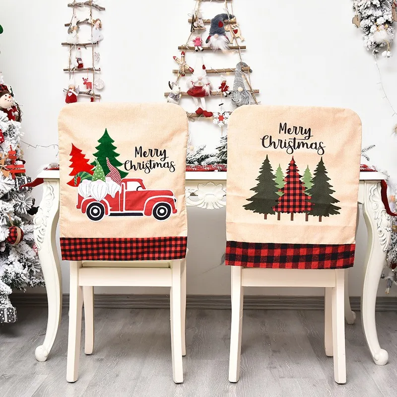 2024 New design High Quality Hot sale Santa Claus cartoon linen collocation Office chair Covers