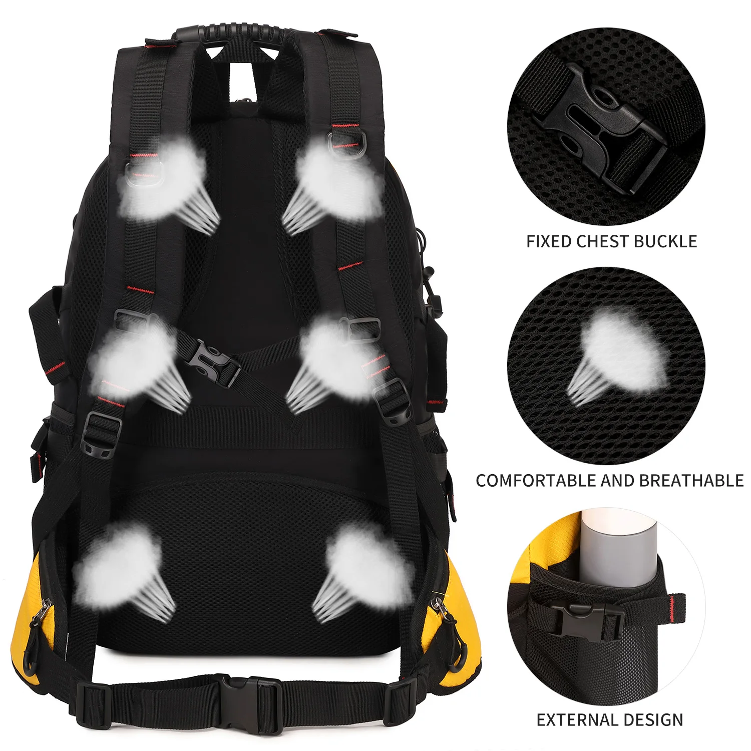 N-243 Nerlion 3 Days Delivery Sports Backpack Bag Wholesale Cheap Price 40l Outdoor Yellow Waterproof Custom Hiking Backpacks