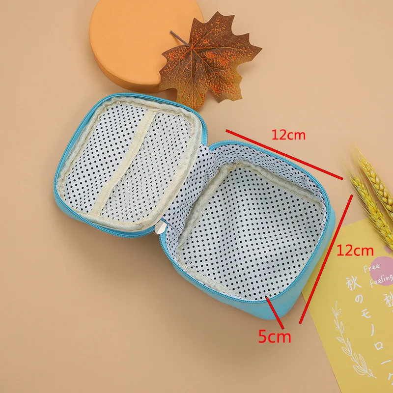 Portable Girls Female Lipstick Makeup Bag Canvas Sanitary Napkin Pads Storage Bag