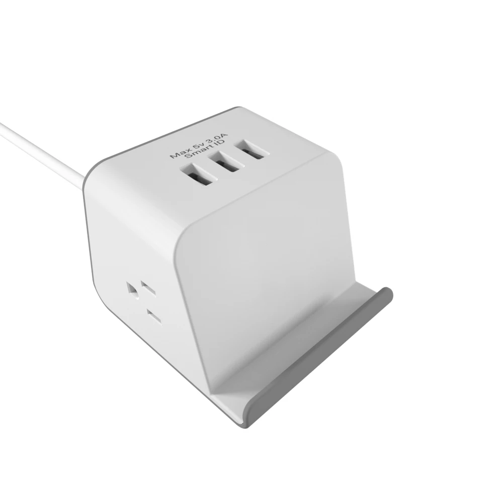 
High Quality Mobile Portable Charging Station 2 Ac Outlet American Plug Usb Surge Protector Mini Power Strip Grey 