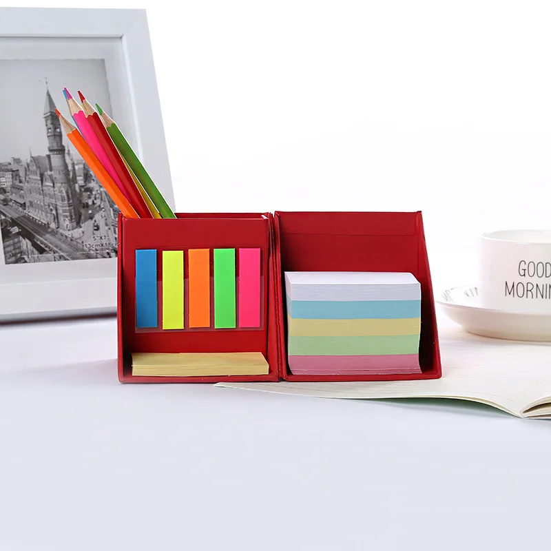 Mini Sticky Note Pad Set with Foldable Pen Holder Self-adhesive Blank Writing Papers Christmas Gift Supplies for Adults