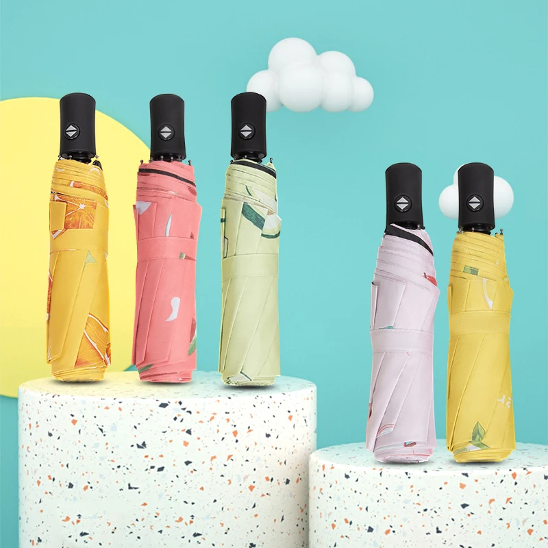 Cute Fruit Girls Umbrella Automatic Folding Clear Umbrella Rain Women Sun Protect Uv Parasol Umbrella Windproof Paraguas