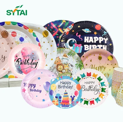 Birthday Disposable Tableware Set Party Paper Plate Disposable Plate Tableware Dinnerware Set Party Supplies Custom