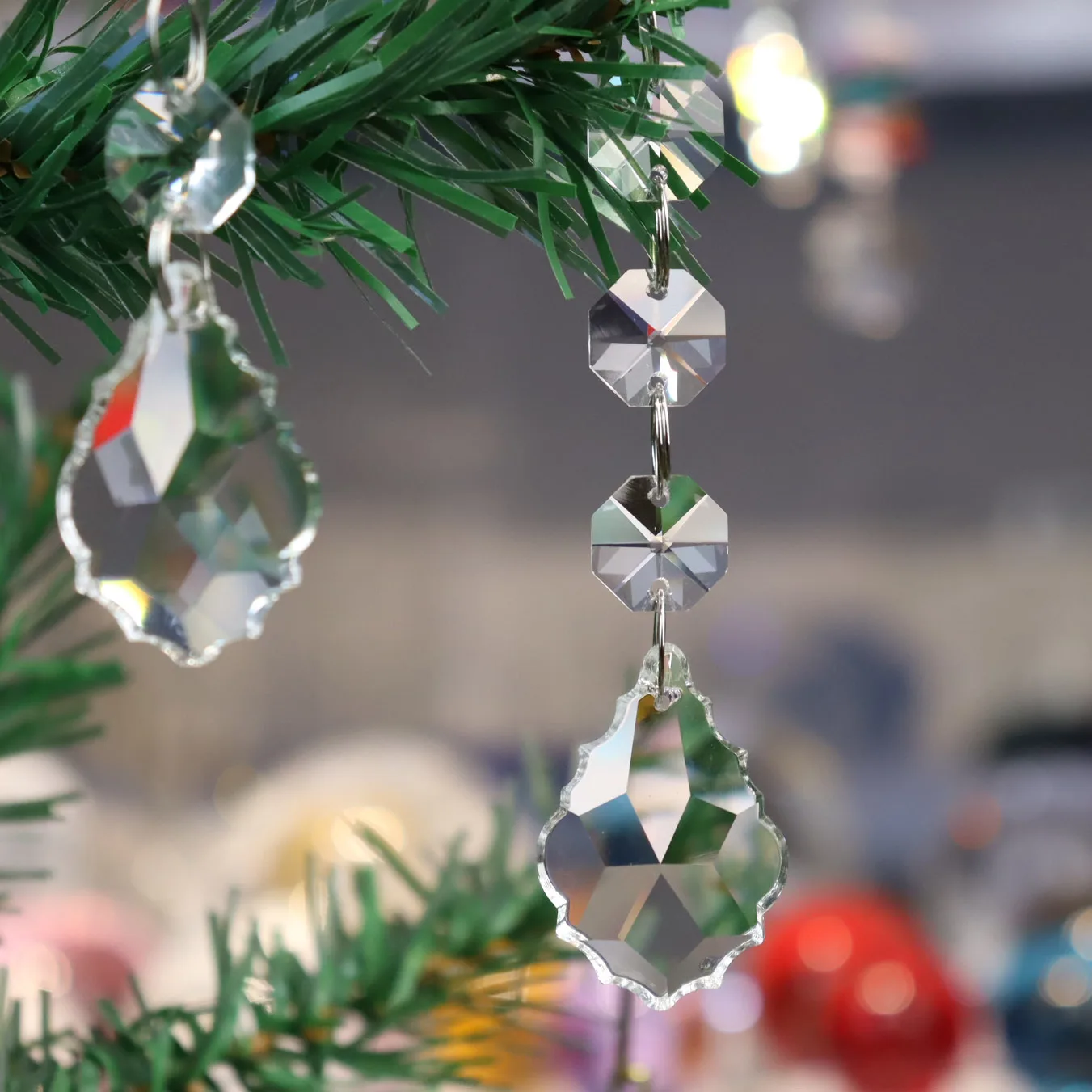 Clear Maple Leaf Prism Crystal Bead Strands Hanging Crystals Centerpieces Chandelier Garland Christmas Decoration