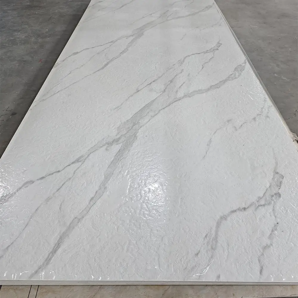 Amer Waterproof High Glossy Marble Alternative Wall Panel Board PVC UV Marble Sheet For Interior Decoration
