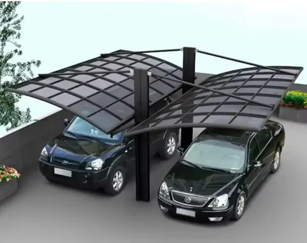 Outdoor 2 Car Shed Polycarbonate Arched Roof Aluminium Garages Carport