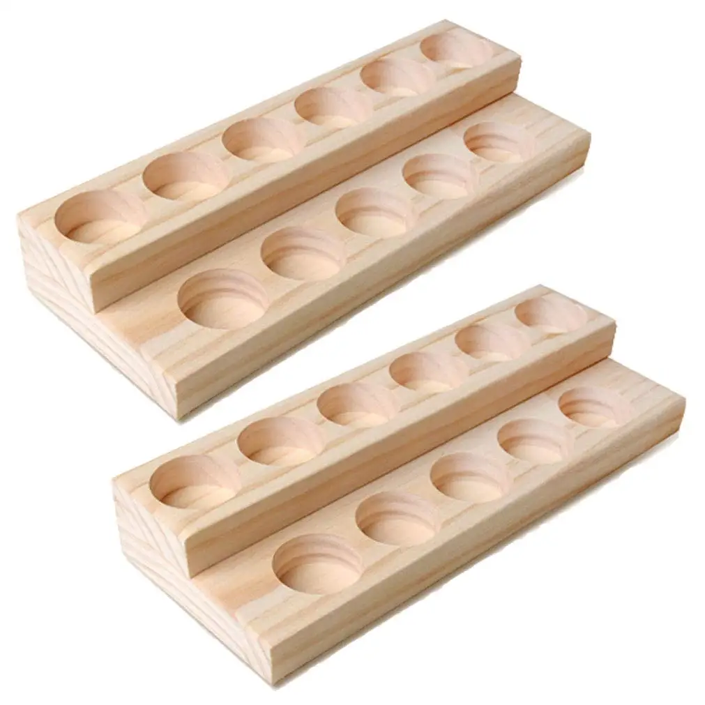 2 Pcs 11 Slots Wood Stand Shelf Essential Oil Stand Wooden Rack Wood Holder Stand