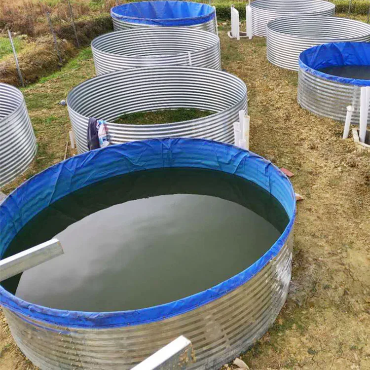 Corrugated plates water fishing silo tank Agriculture fish breeding tank Blue waterproof pool aquaculture fish farming