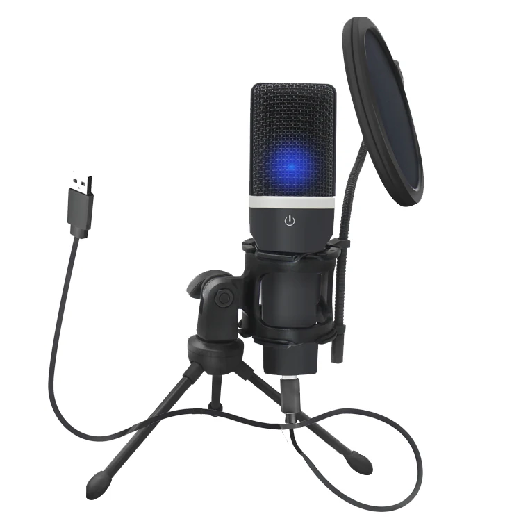 Studio Microphone Condenser USB Microfone with One Touch Mute for Youtube Recording Broadcasting Computer Microphone