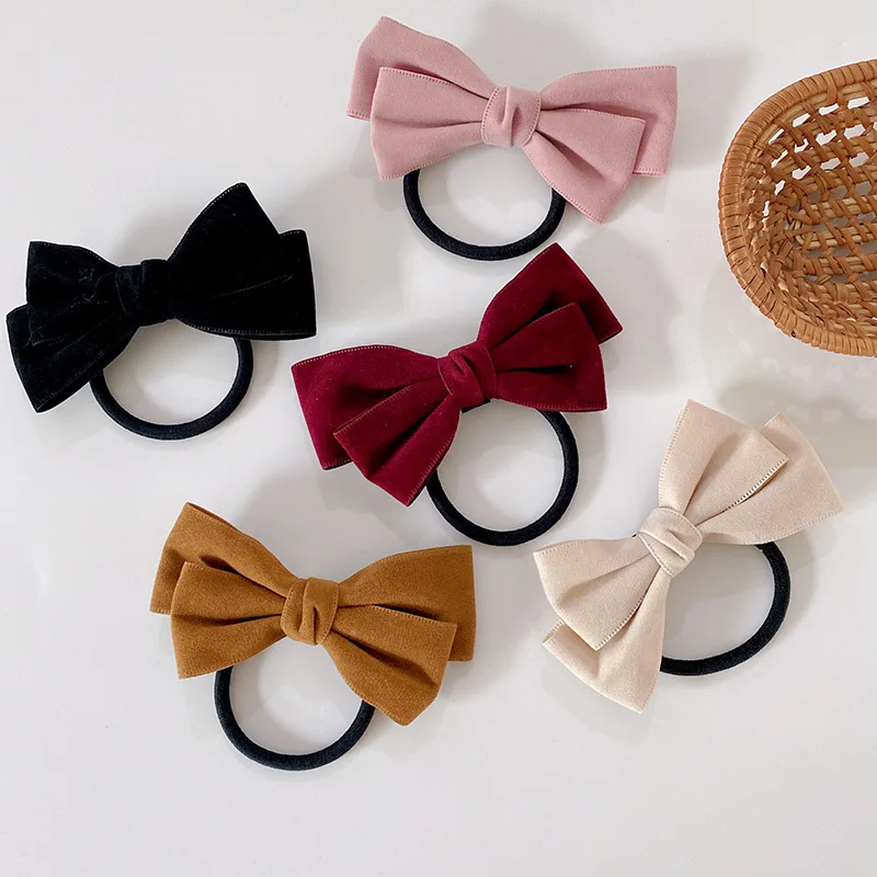 Factory Direct Sale Korean Style Elegant Elastic Rubber Hair Bands Hair Ties Bow Hair Accessories for Kids Girls