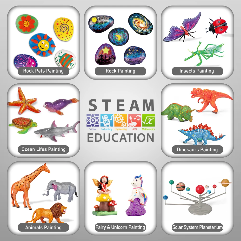 OEM 3D Painting Kit Stem Dinosaurs Animal Toys Arts and Crafts  Educational dinosaur painting set
