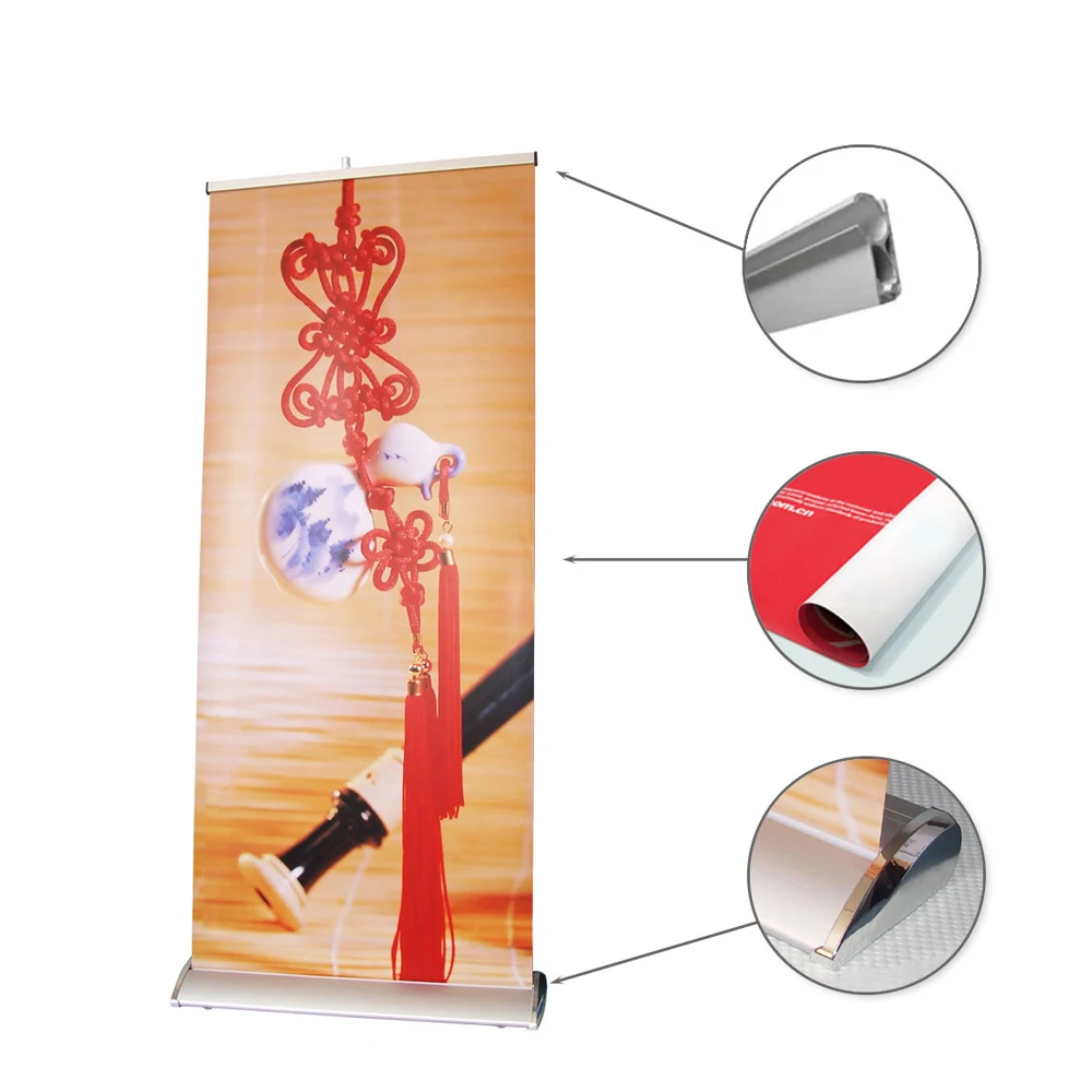Retractable Standing Scrolling Custom Logo Full Color Print Roll Up Horizontal Banner Stand
