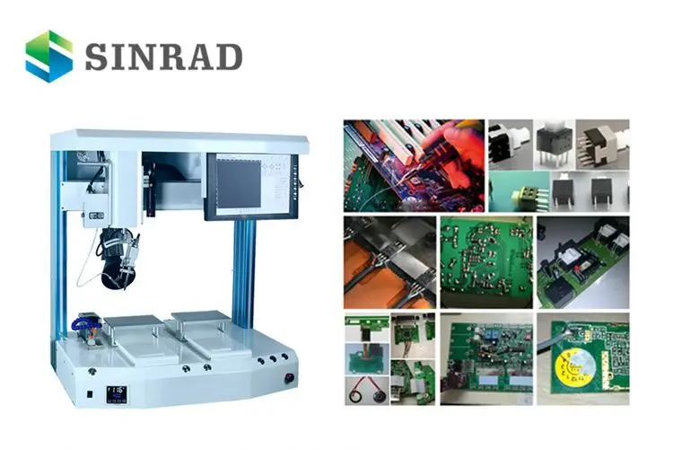 Double bench two station automatic pcb robotic soldering machine