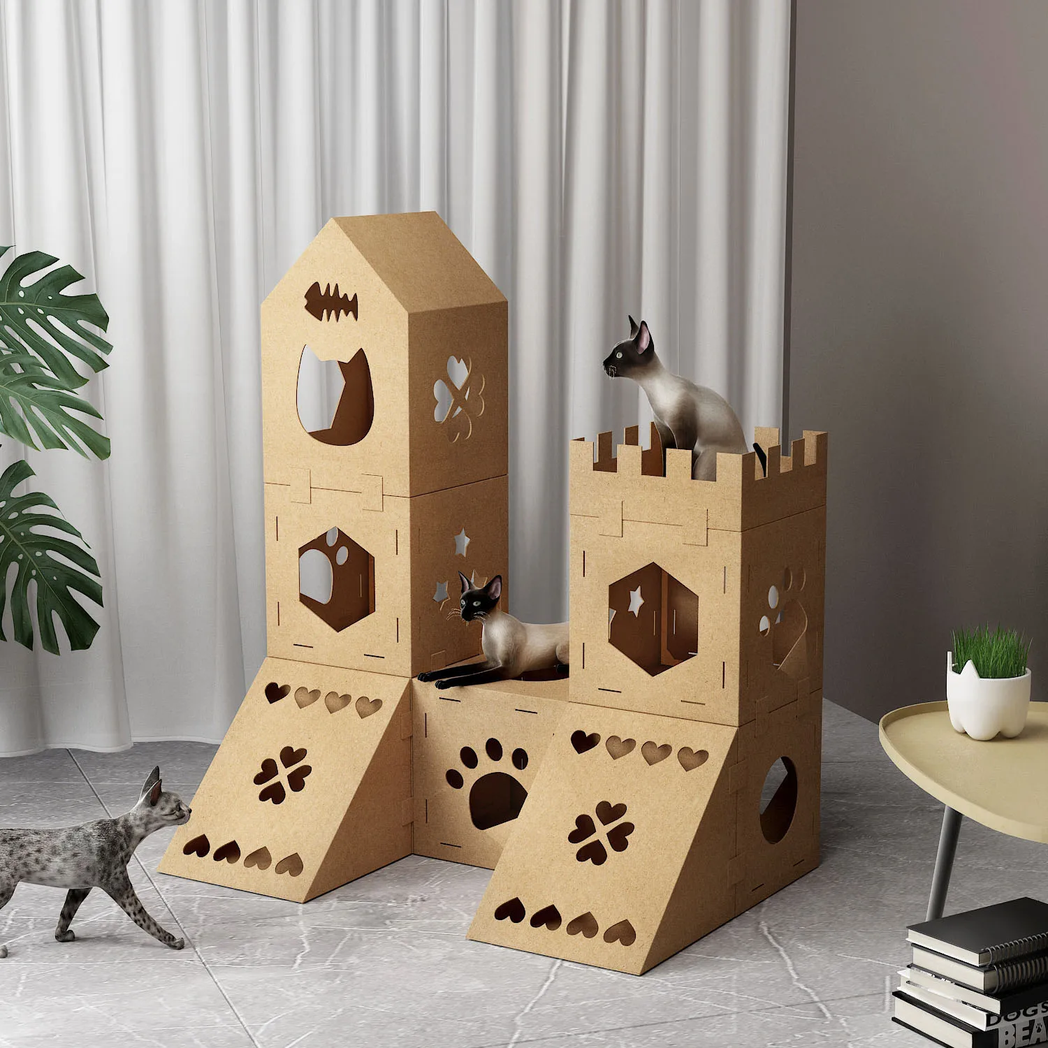 Custom3 Layers Large Cat Play Paper Scratcher House Corrugated Cardboard Pet House
