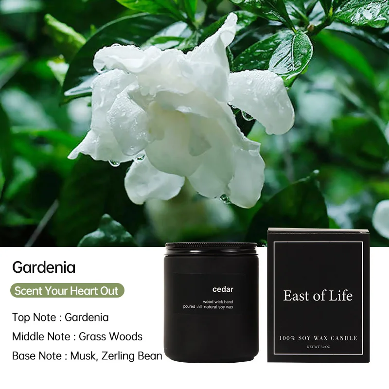 Candle Supplier Matte Luxury Design Soy Wax Essential oil Glass Jar Candles With Lids Black Frosted Glass Scented Candle
