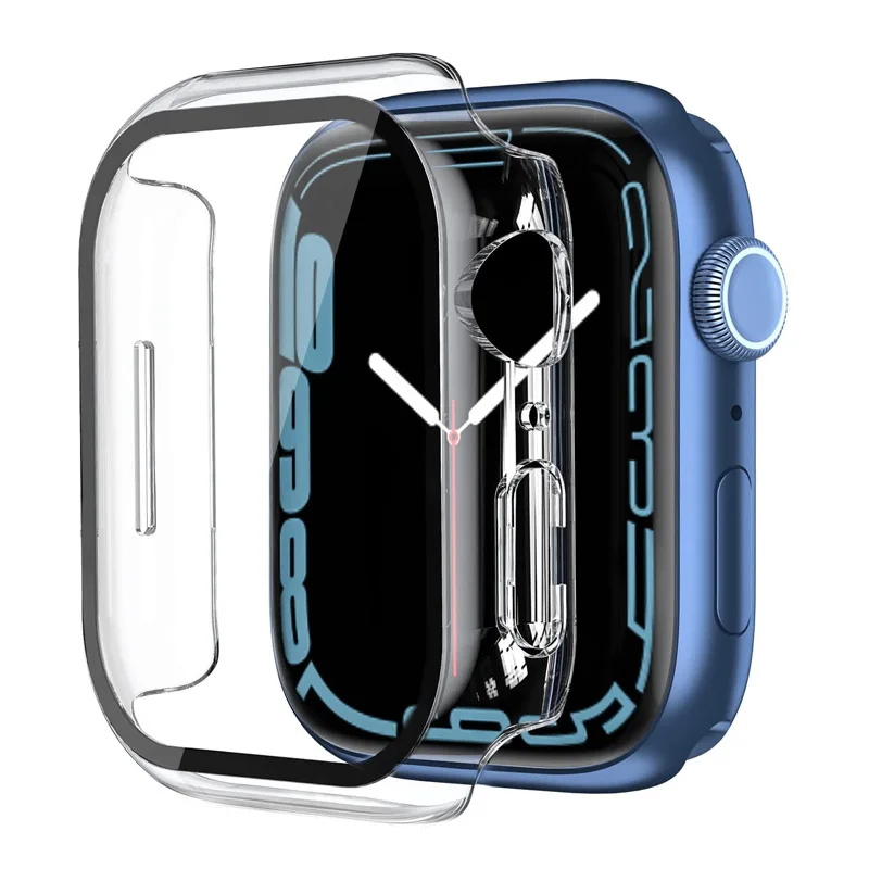 Для apple watch 7 стекло для iwatch оболочка закаленная пленка защитный рукав цельный Жесткий Чехол часов