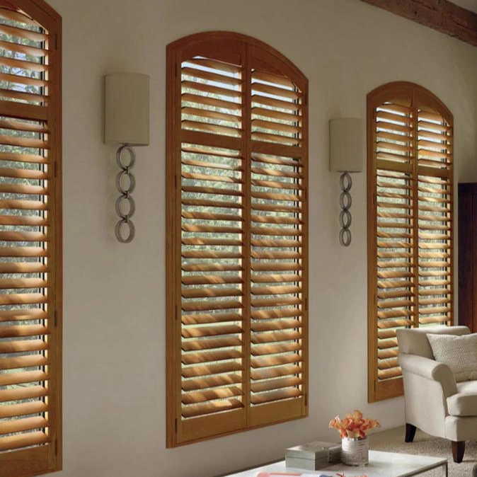 
Vintage Arch wooden customized colors interior windows plantation shutters 