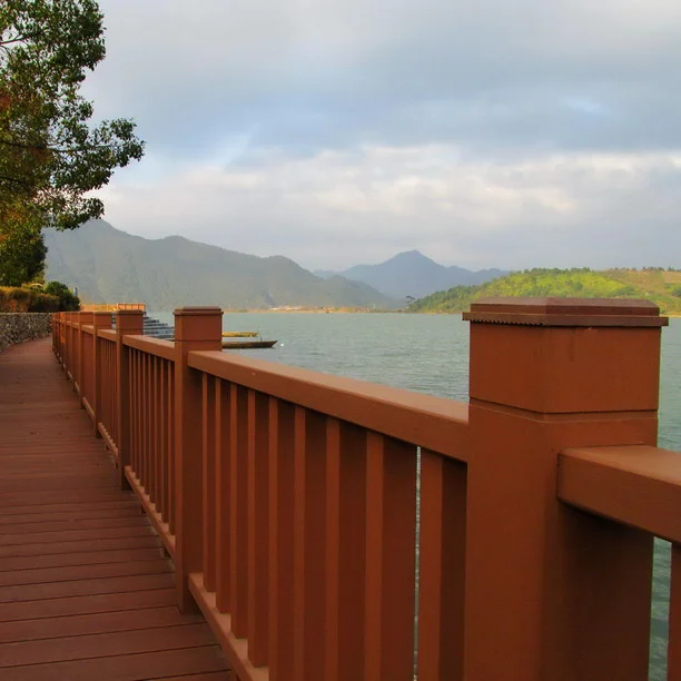 waterproof outdoor garden wpc fence handrail wood plastic composite balustrade railing for home and pool decoration