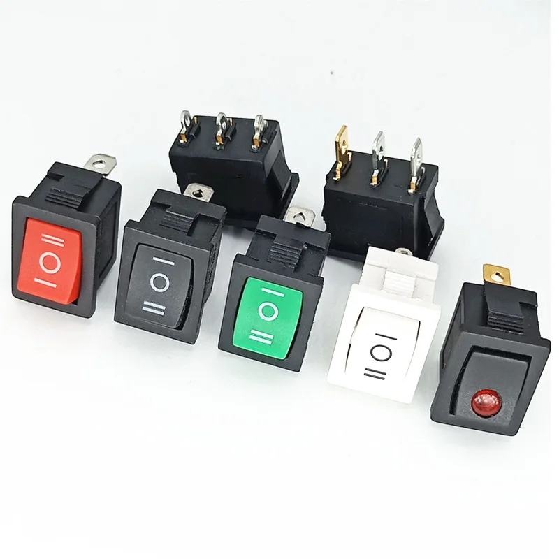 ON-OFF-ON rocker switch black square head push button 3 pins boat switch