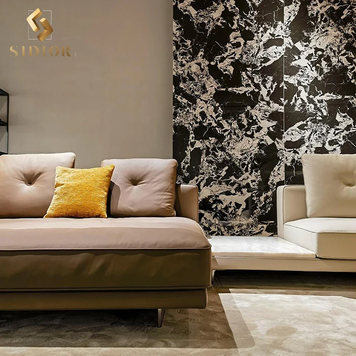 Italian modern luxury velvet genuine leather microfiber sofa 3-5 seater sofa set furniture living room furniture big sofa