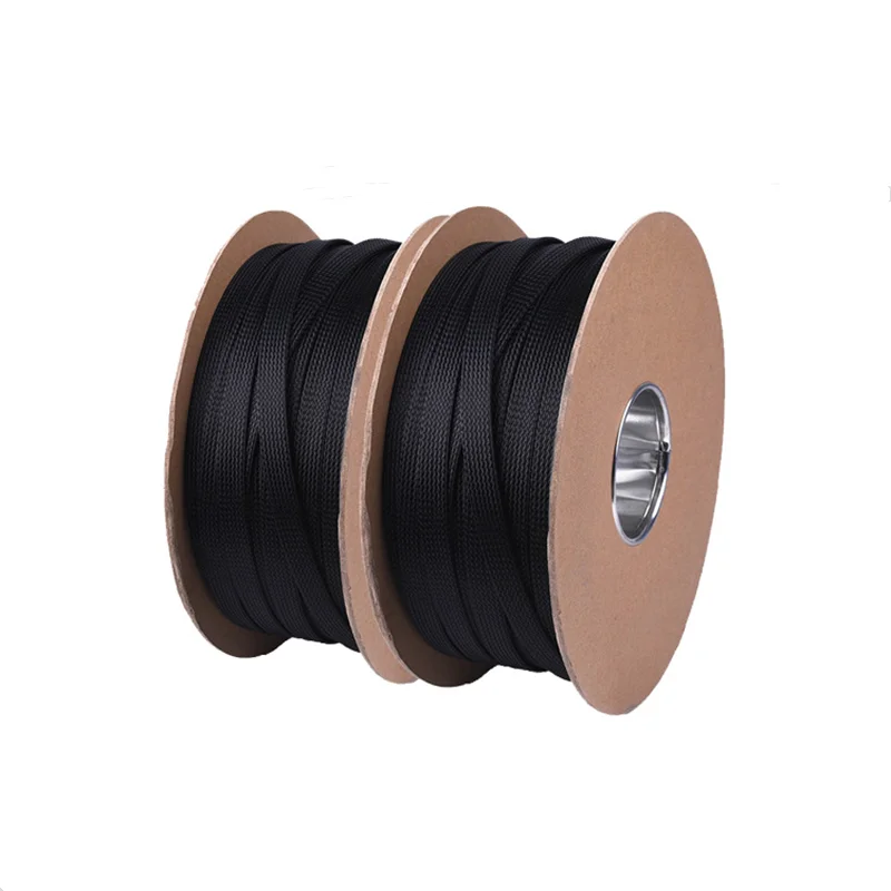 For Cable Management Black Expandable Sleeve Wiring Harness Wire Cover PET Braided Insulation Sleeving