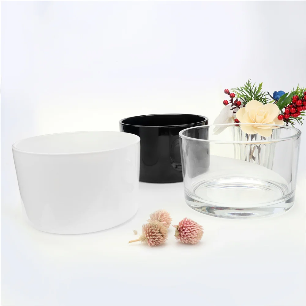 480ml 700ml 16oz 24oz Empty Luxury 3 Wicks Tumbler Matte Black Frosted White Clear Wide Mouth Big Large Glass Candle Jars