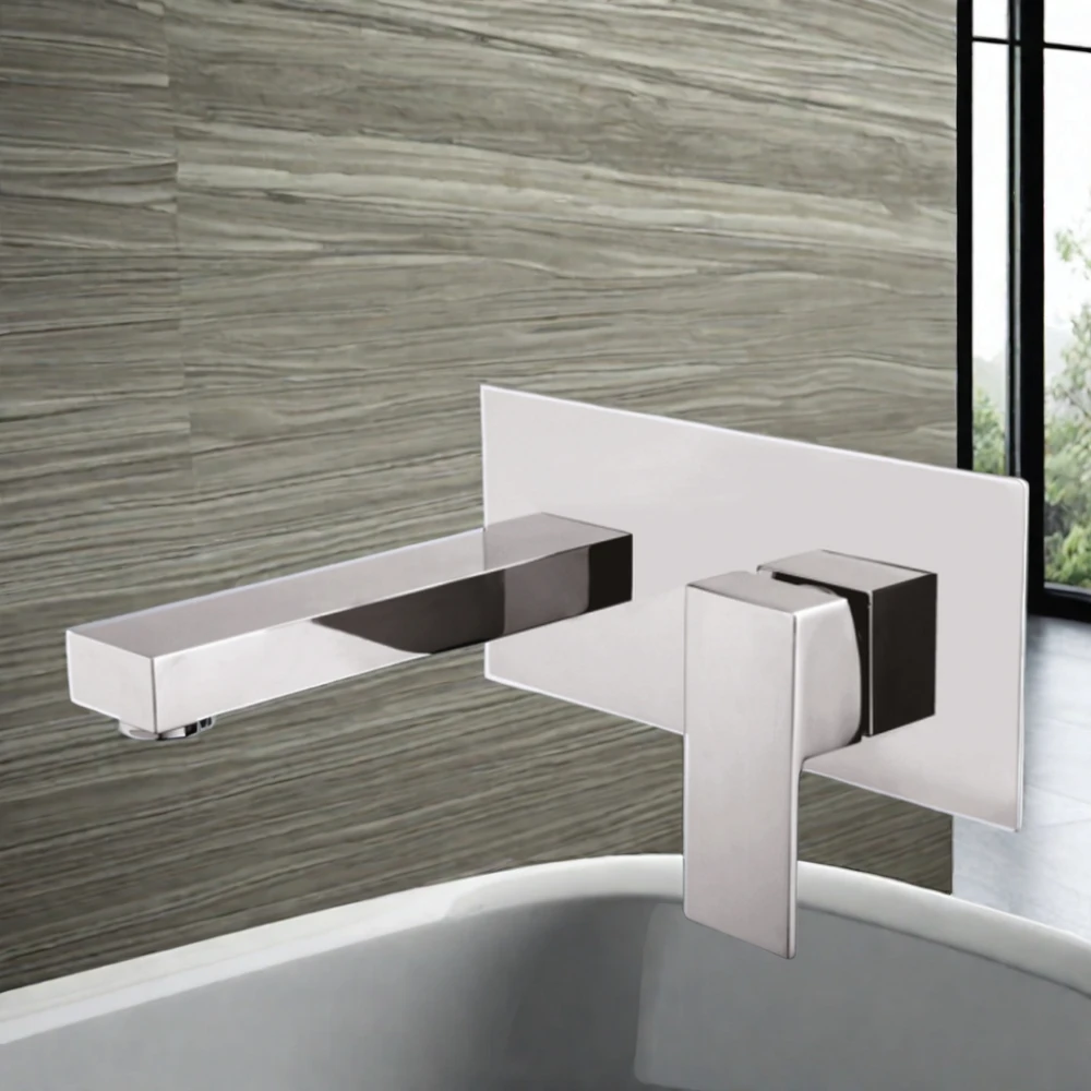 Chrome Single-Handle Basin Vessel Faucet Long Spout Waterway Lavatory Washroom Kitchen Tub Filler Shower Faucet Bathroom Use