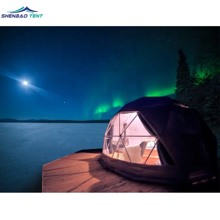 Rainproof Winter Geodesic Dome Tent Galvanized Steel Frame Dome Tent