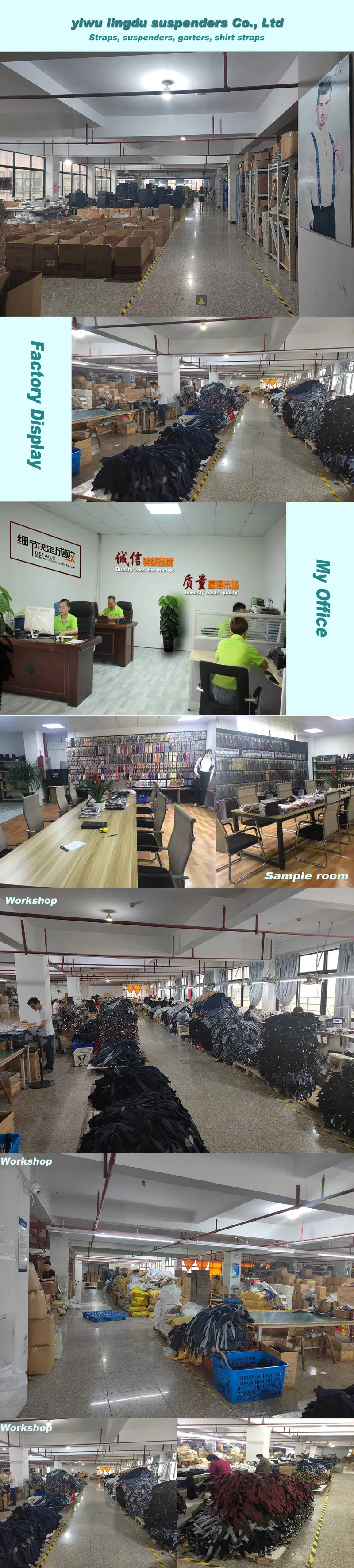 Men's Fashion Elastic Suspender  4-Clip Metal Strap 3.8cm X-Shape  Black Hook