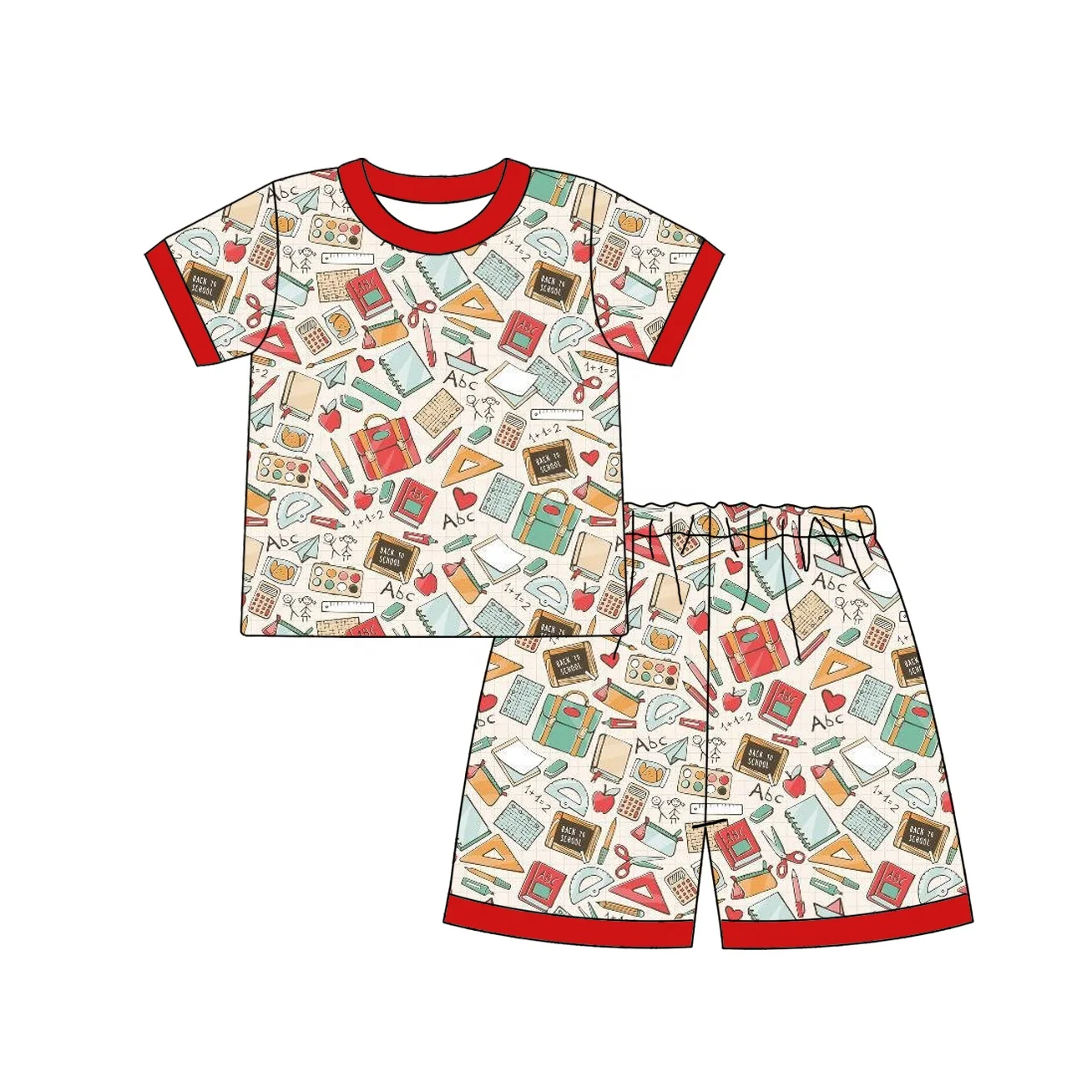 Puresun back to school kids clothes summer sleepwear baby clothes pure cotton printed boy zipper romper with short sleeve